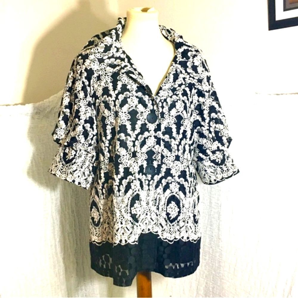 Saint Gil Paris Black & White Print Cardigan Size L